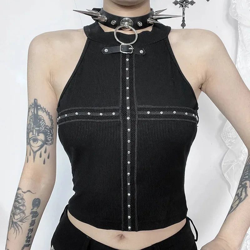 Punk Streetwear Backless Off Shoulder Crop Top Cashmere Blend Cotton Blend Poly Blend Punk Streetwear Backless Off Shoulder Crop Top Cashmere Blend Cotton Blend Poly Blend