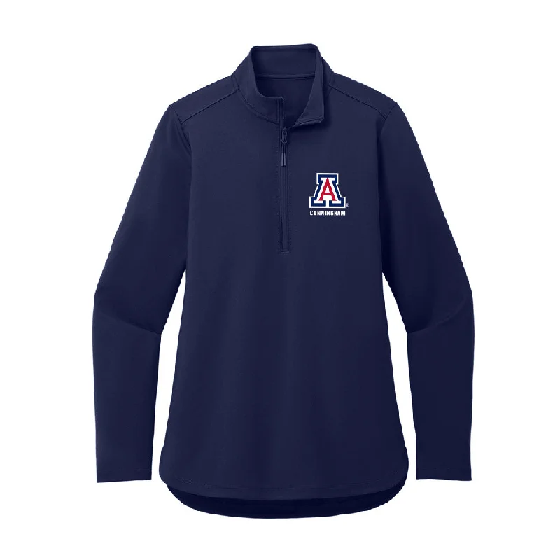 Arizona - NCAA Women's Basketball : Breya Cunningham - Women's Premium Quarter Zip Jacket Rayon Fabric Velvet Fabric Corduroy Fabric Arizona - NCAA Women's Basketball : Breya Cunningham - Women's Premium Quarter Zip Jacket Rayon Fabric Velvet Fabric Corduroy Fabric