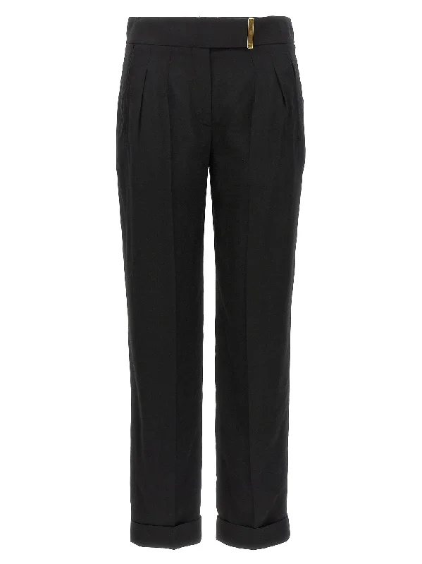 Metal Bar Detail Trousers Trousers Culottes Wide Leg