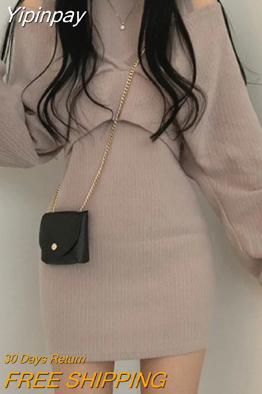 Yipinpay Vestido Mujer Round Long Sleeve Fake Two Piece Black Sweater Dress Bodycon Sexy Slim Hollow Out Knitted Autumn Tight Mini Turtle Neck Boat Neck Asymmetrical Neck Yipinpay Vestido Mujer Round Long Sleeve Fake Two Piece Black Sweater Dress Bodycon Sexy Slim Hollow Out Knitted Autumn Tight Mini Turtle Neck Boat Neck Asymmetrical Neck