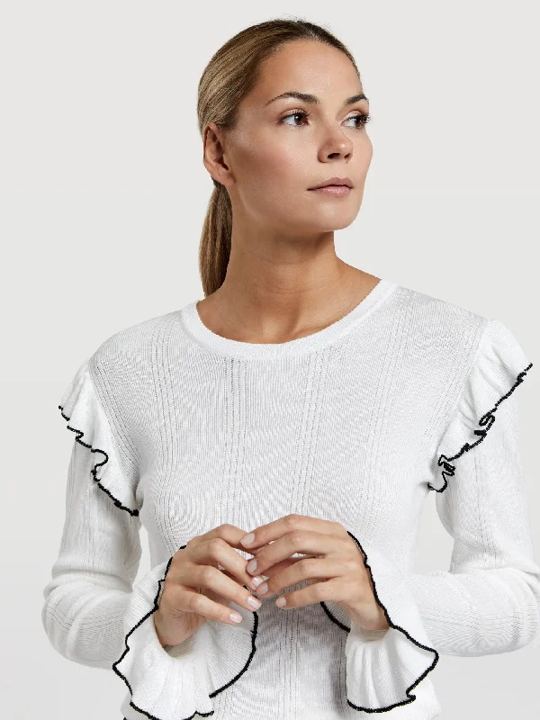 Sweater with ruffle details Sequined Glittery Shiny