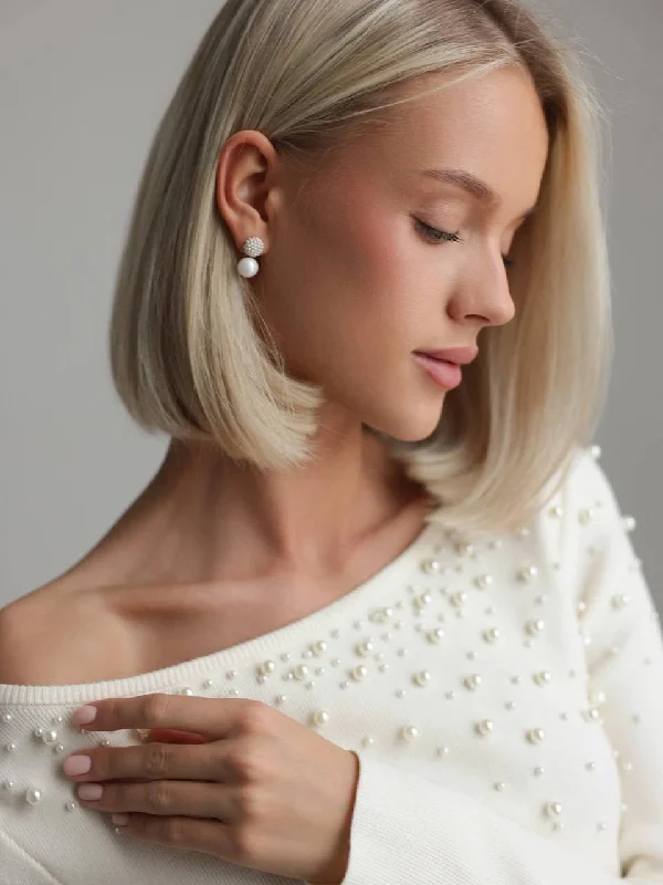 Pearl-Embellished Sweater Long Sweater Short Sweater Cropped Sweater