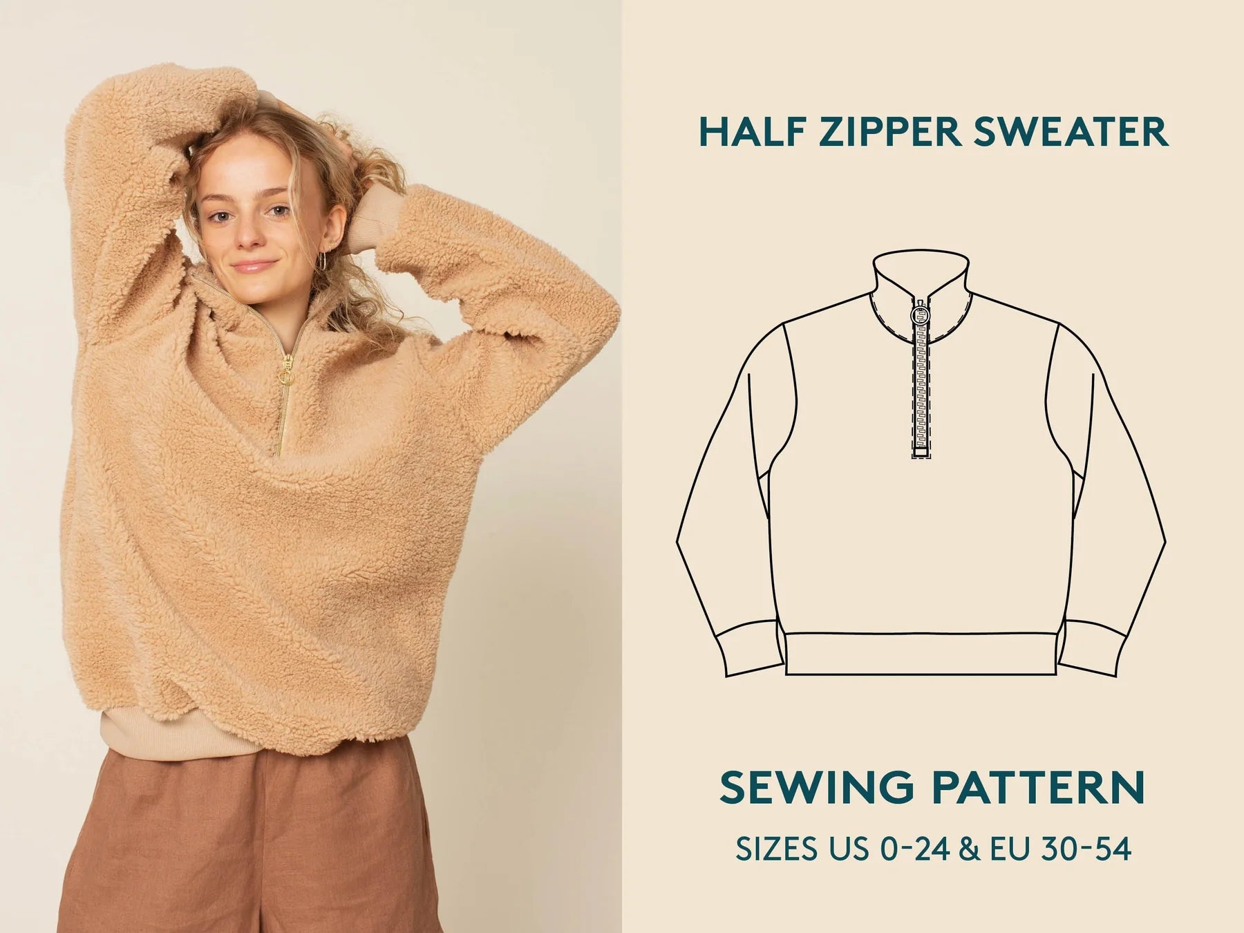 Half Zipper Sweater - Sewing Pattern | Wardrobe By Me Rayon Fabric Velvet Fabric Corduroy Fabric Half Zipper Sweater - Sewing Pattern | Wardrobe By Me Rayon Fabric Velvet Fabric Corduroy Fabric