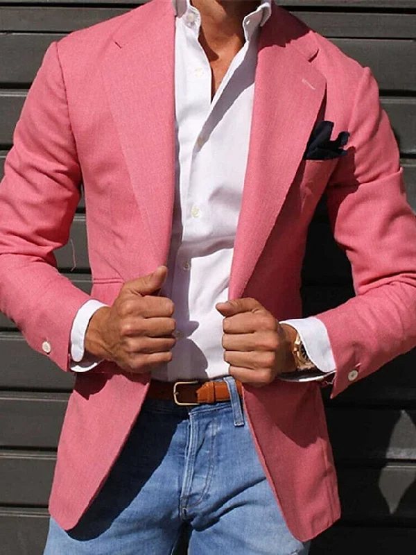 Men's Fashion Tailored Fit Single Breasted One-button Casual Blazer Jacket Denim Jacket Leather Jacket Suede Jacket