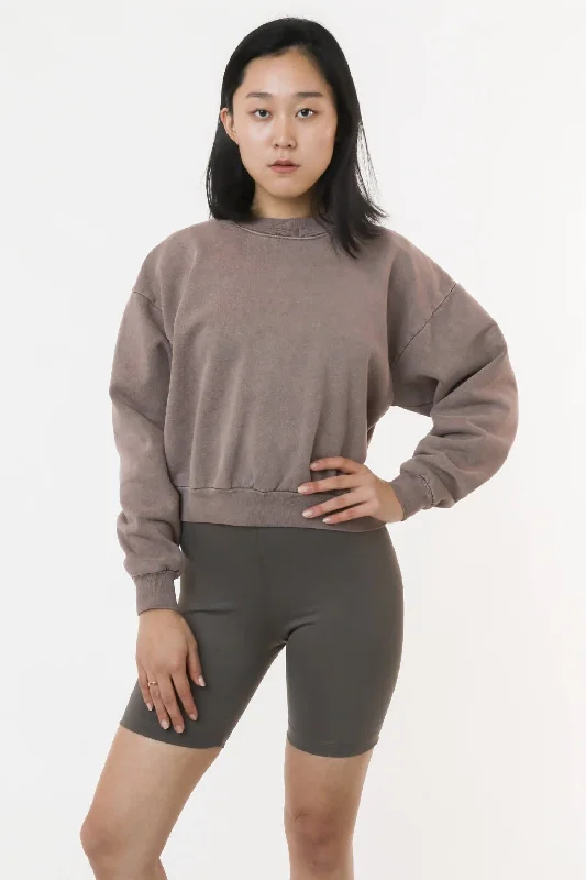 HF06 - Heavy Fleece Cropped Mock Neck Pullover (Pigment Dye) Ruffle Neck Pullover