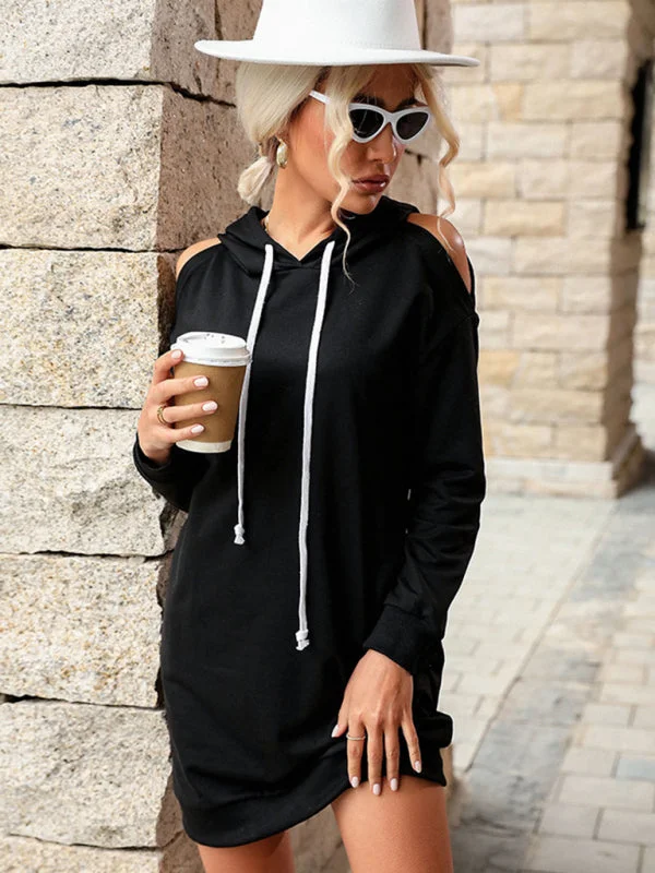 Blue Zone Planet | Venetia Off Shoulder Long Sleeve Solid Color Loose Hooded Sweater Mini Dress Mesh Sweater Canvas Denim Blue Zone Planet | Venetia Off Shoulder Long Sleeve Solid Color Loose Hooded Sweater Mini Dress Mesh Sweater Canvas Denim