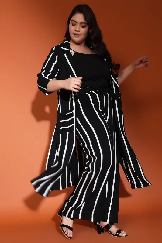 Black White Stripe Duster