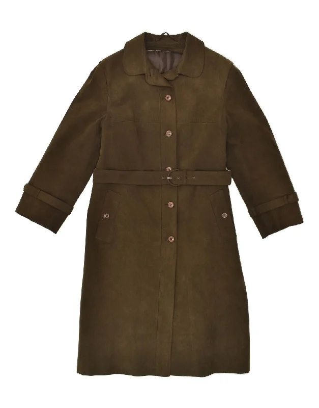 DELBA ALCANTARA Womens Overcoat UK 12 Medium Brown Polyester