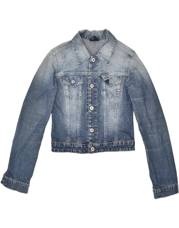 DIESEL Womens Crop Denim Jacket UK 10 Small Blue Cotton