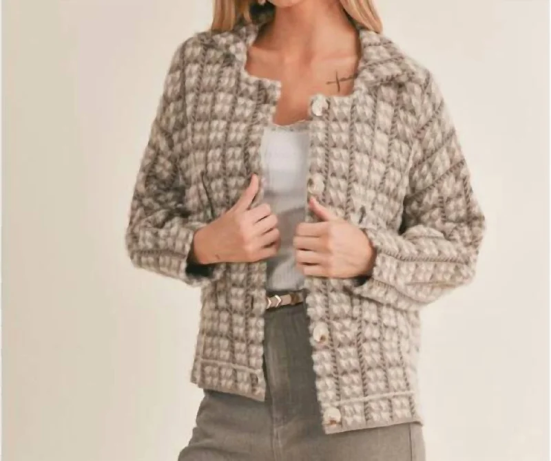 Indira Houndstooth Sweater Jacket In Multi