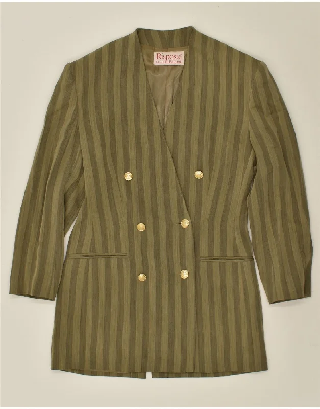 LAURA BIAGIOTTI Womens Double Breasted Blazer Jacket IT 42 Medium Green