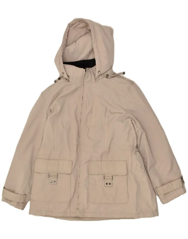 LONDON FOG Womens Hooded Windbreaker Jacket UK 18 XL Beige Polyester