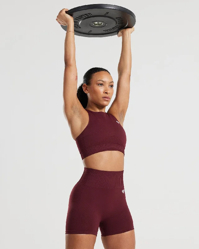 Power Seamless High Neck Bra | Dark Cherry