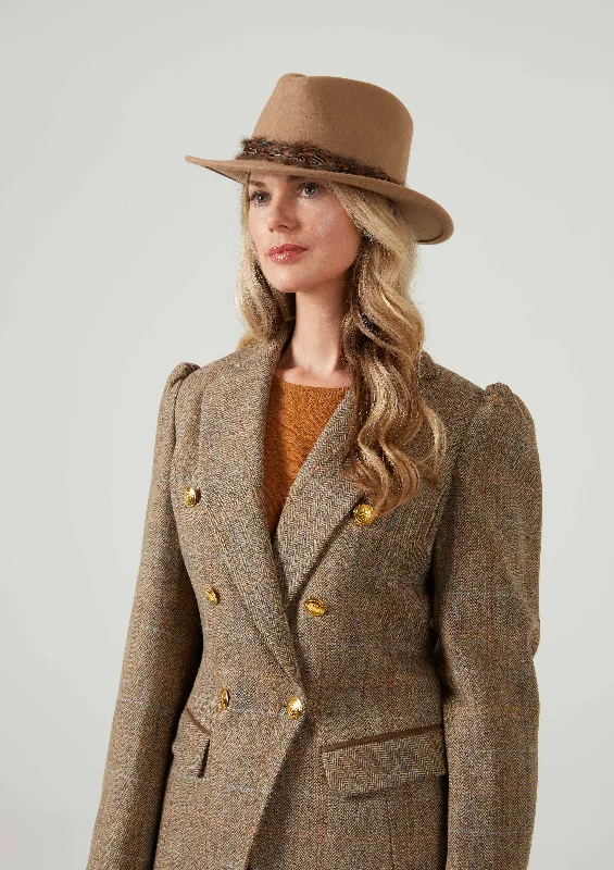 Surrey Ladies Double Breasted Tweed Coat In Hazelwood - Regular Fit