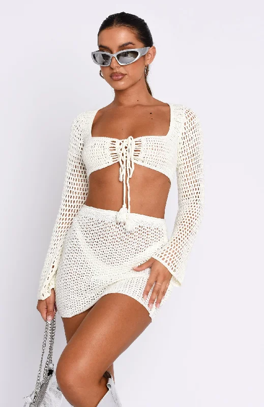 Give Me Something Crochet Mini Skirt Off White