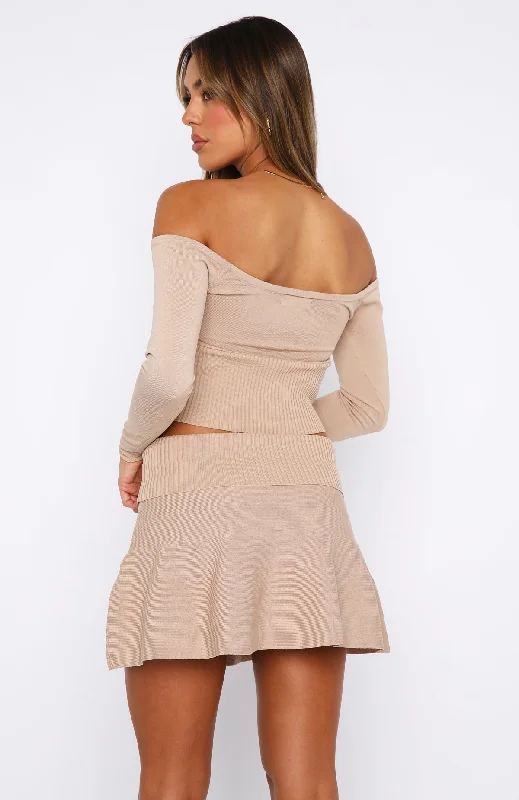 Good To You Knitted Mini Skirt Oatmeal