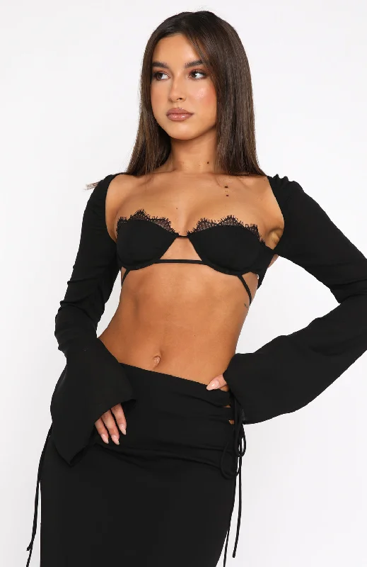 Level Up Long Sleeve Crop Black