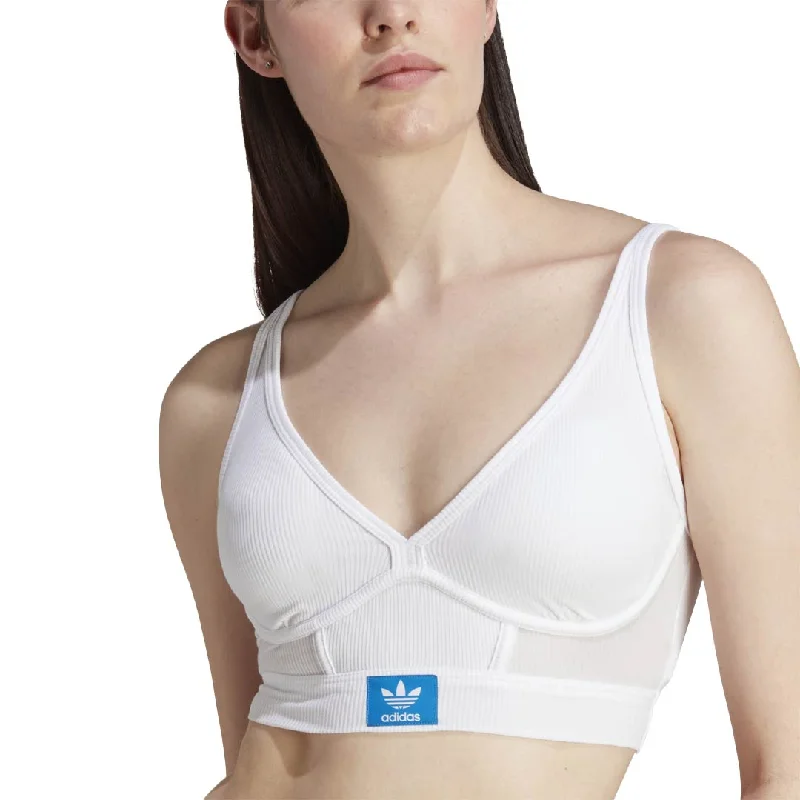 adidas - Women's Adicolor Flex Ribbed Cotton Two-Ply Plunge Brami Bra (GC3842)