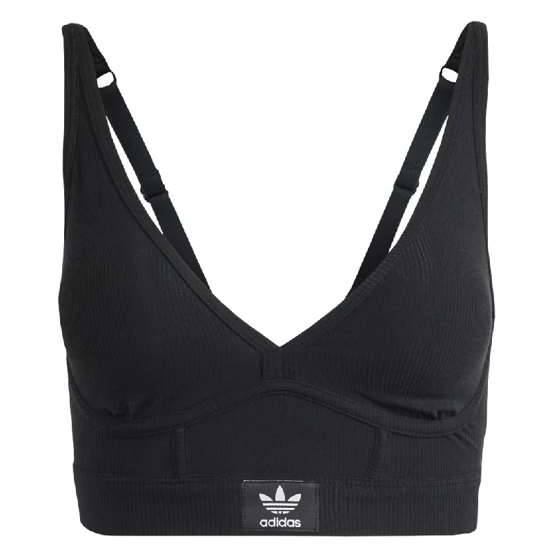 adidas - Women's Flex Ribbed Cotton Two-Ply Plunge Brami Bra (GB7711)