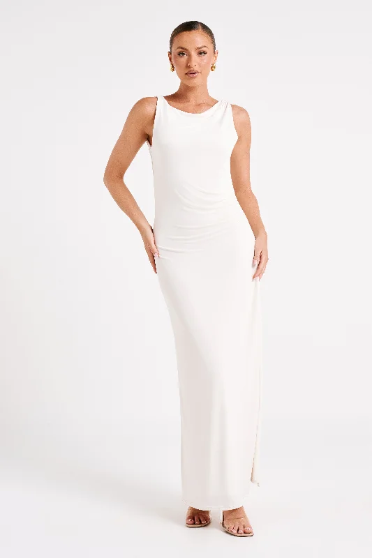 Alika Draped Front Maxi Dress - Ivory