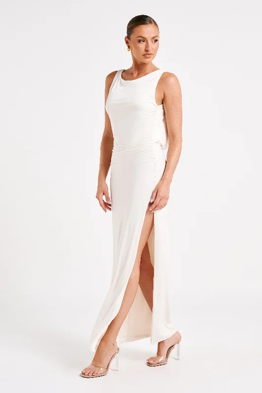 Alika Draped Front Maxi Dress - Ivory