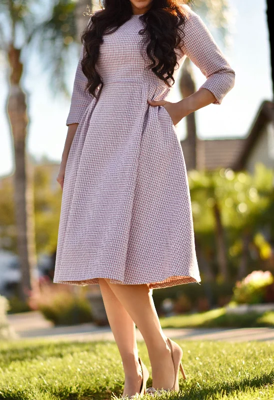 Asos Pink Houndstooth Midi Dress