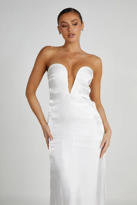 Chantelle Liquid Satin Midi Dress - White