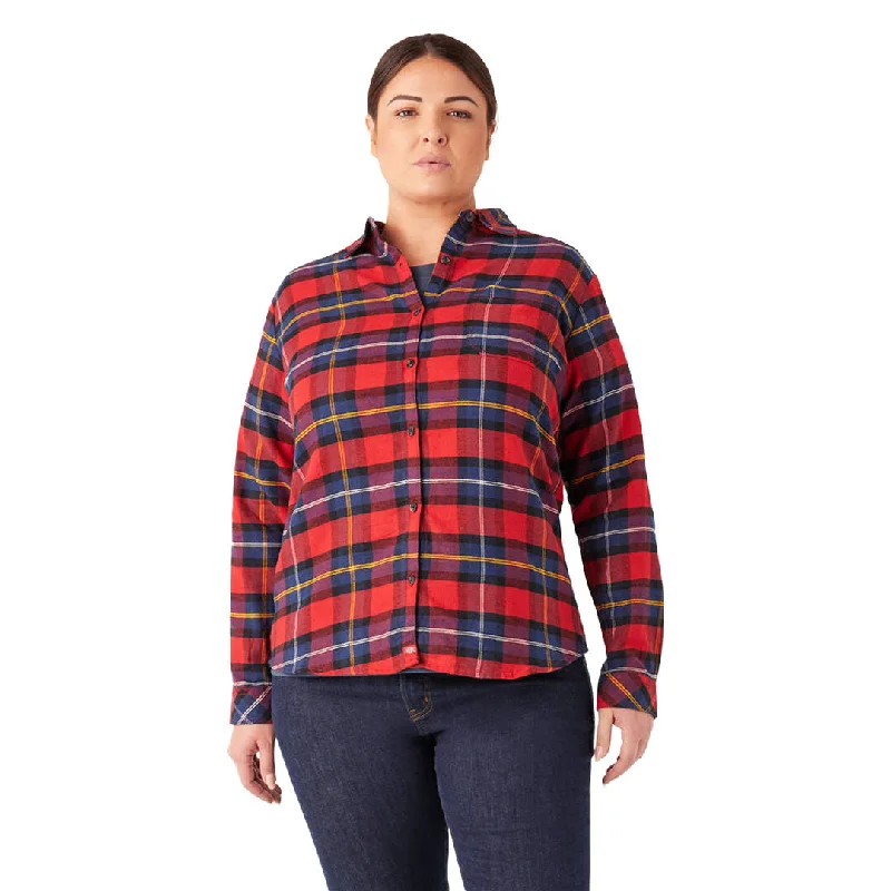 Dickies - Women's Long Sleeve Plaid Flannel Shirt (Plus Size) (FLW075A1D)