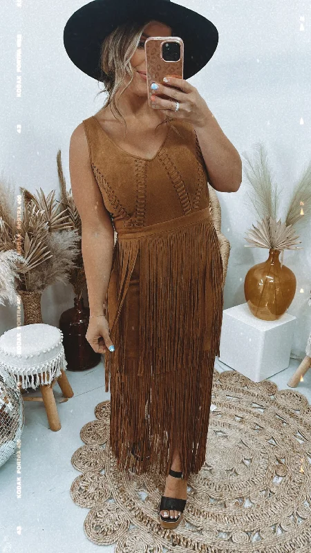 Falling For Fringe Suede Dress