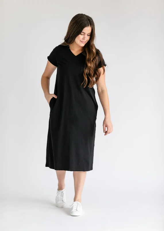 Finley V-Neck T-Shirt Midi Dress - FINAL SALE