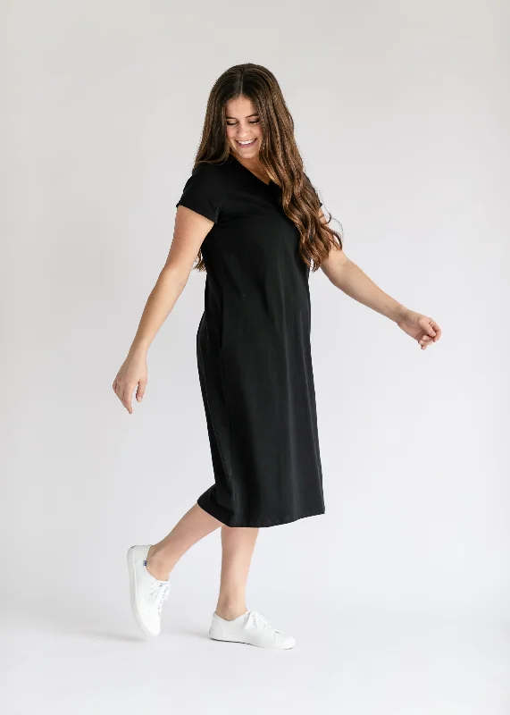 Finley V-Neck T-Shirt Midi Dress - FINAL SALE