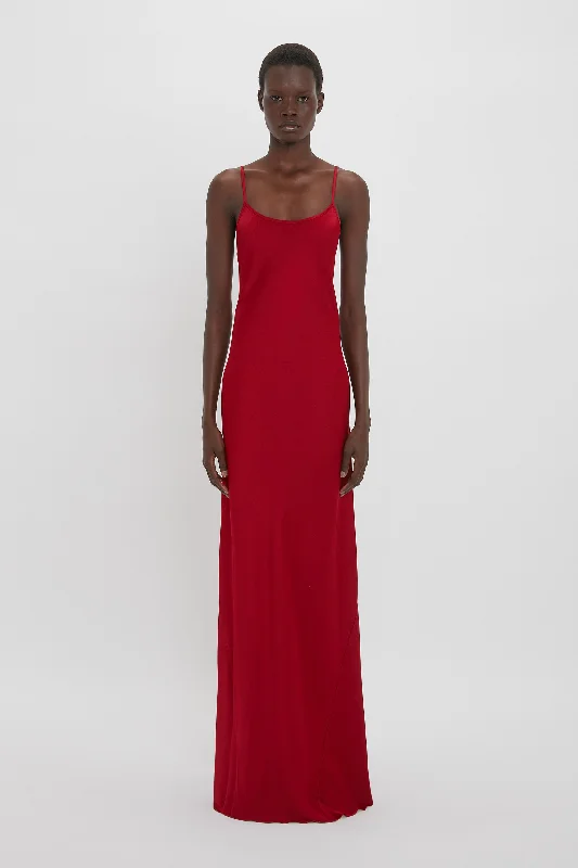 Low Back Cami Floor-Length Dress In Poppy Red