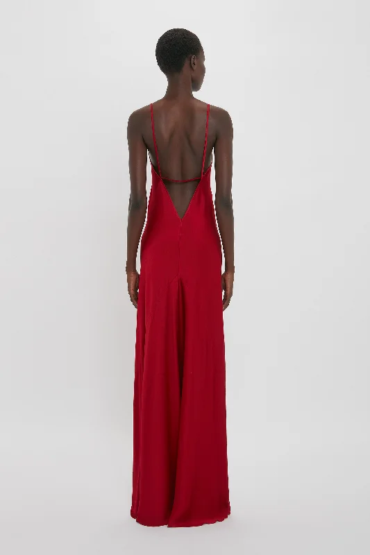 Low Back Cami Floor-Length Dress In Poppy Red