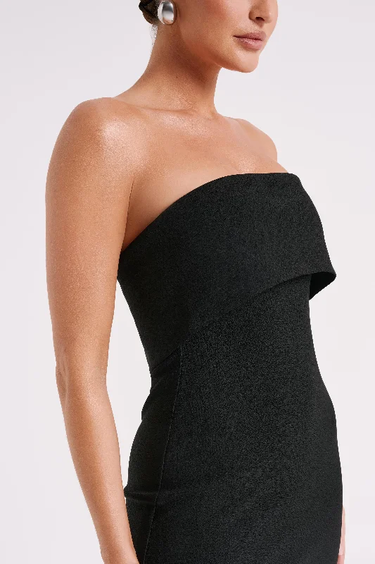 Mariska Strapless Crepe Mini Dress - Black