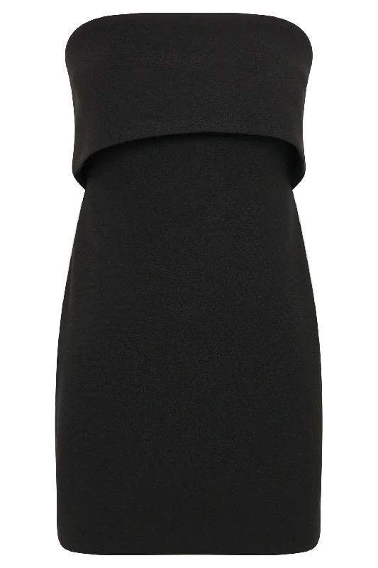 Mariska Strapless Crepe Mini Dress - Black