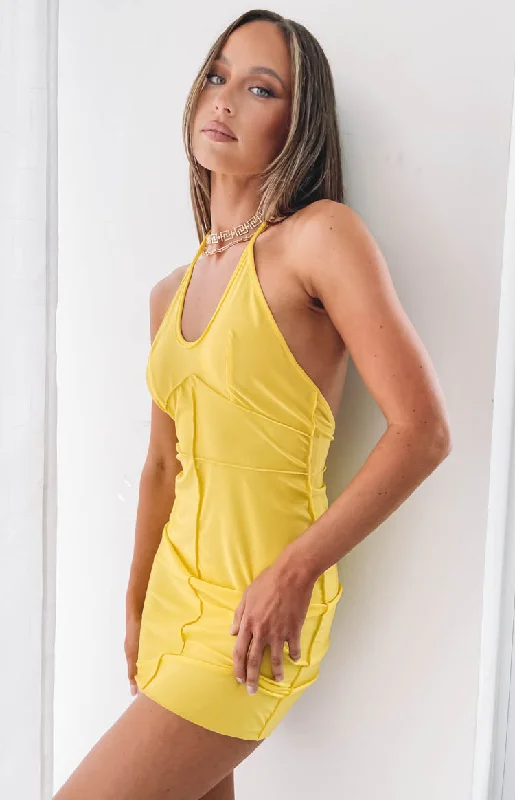 Tillie Halter Mini Dress Yellow