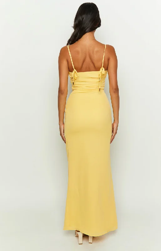 Yitra Yellow Chiffon Maxi Dress