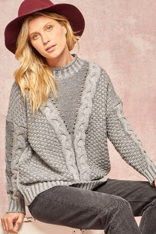 Get It Twisted Multi Cable Knit Sweater