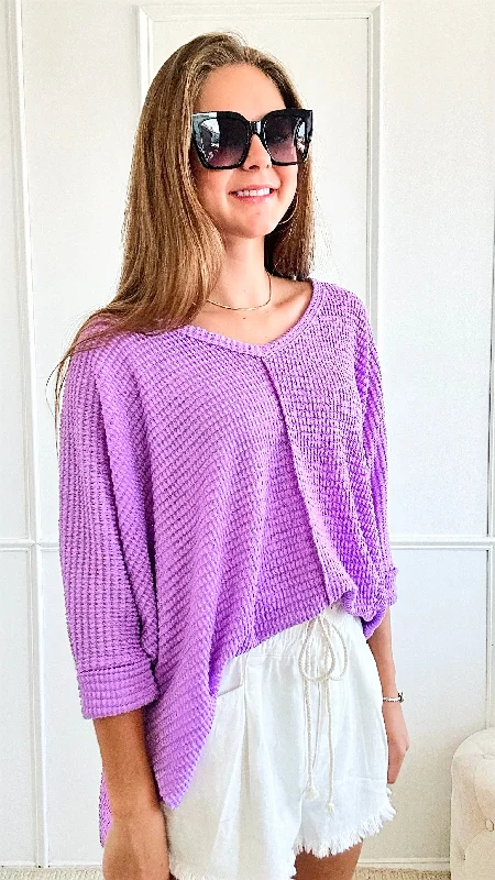 Hi-Low Hem Jacquard Sweater - Lavender