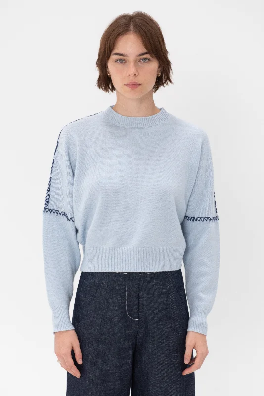 Roundneck Sweater, Light Blue