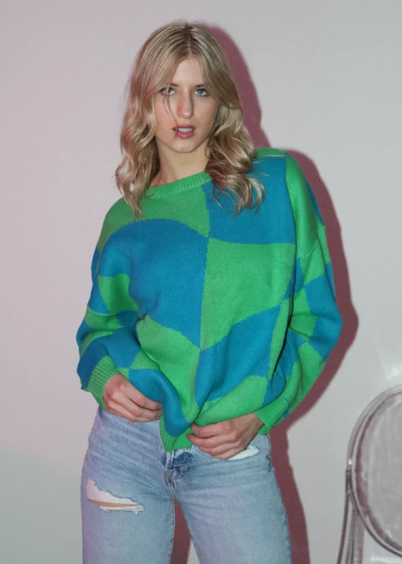 Keep Score Sweater ★ Neon Blue & Green