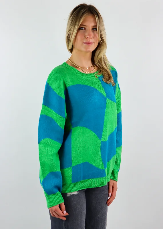 Keep Score Sweater ★ Neon Blue & Green