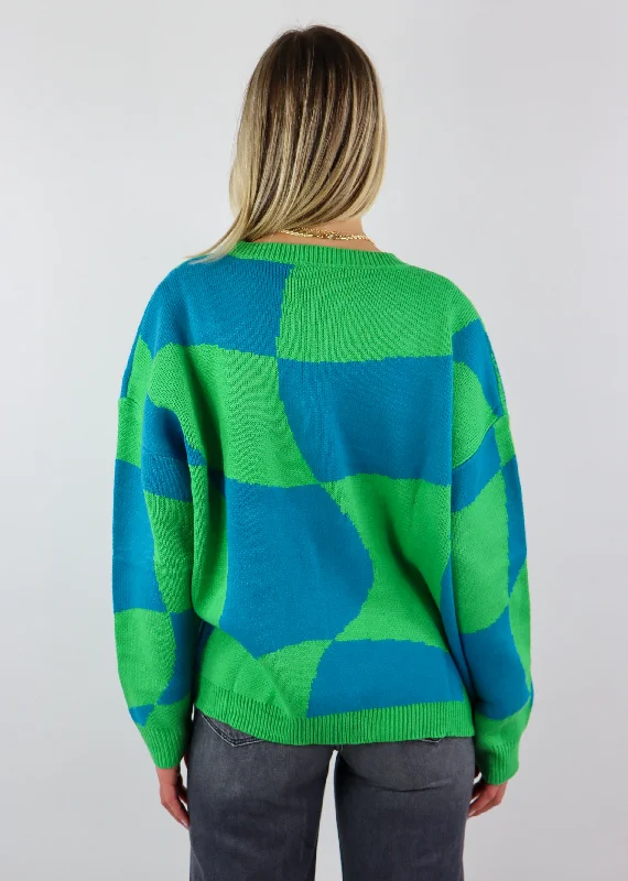 Keep Score Sweater ★ Neon Blue & Green