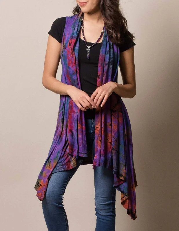 Tie-Dye Sleeveless Wrap - Purple