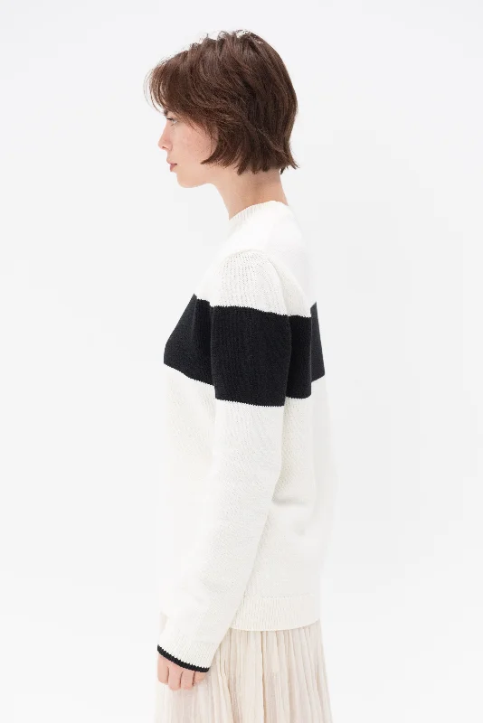 Contrast-Stripe Knit, White & Black