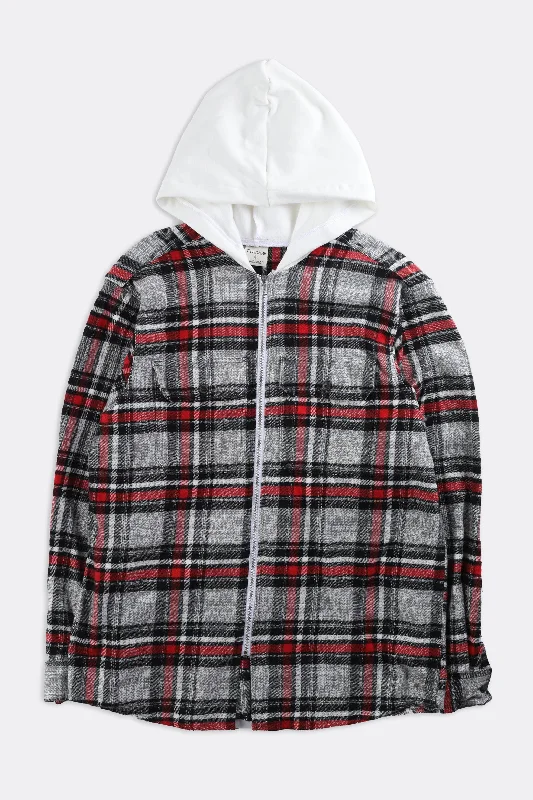 Unisex Rework Hooded Flannel - Women-L , Men-M