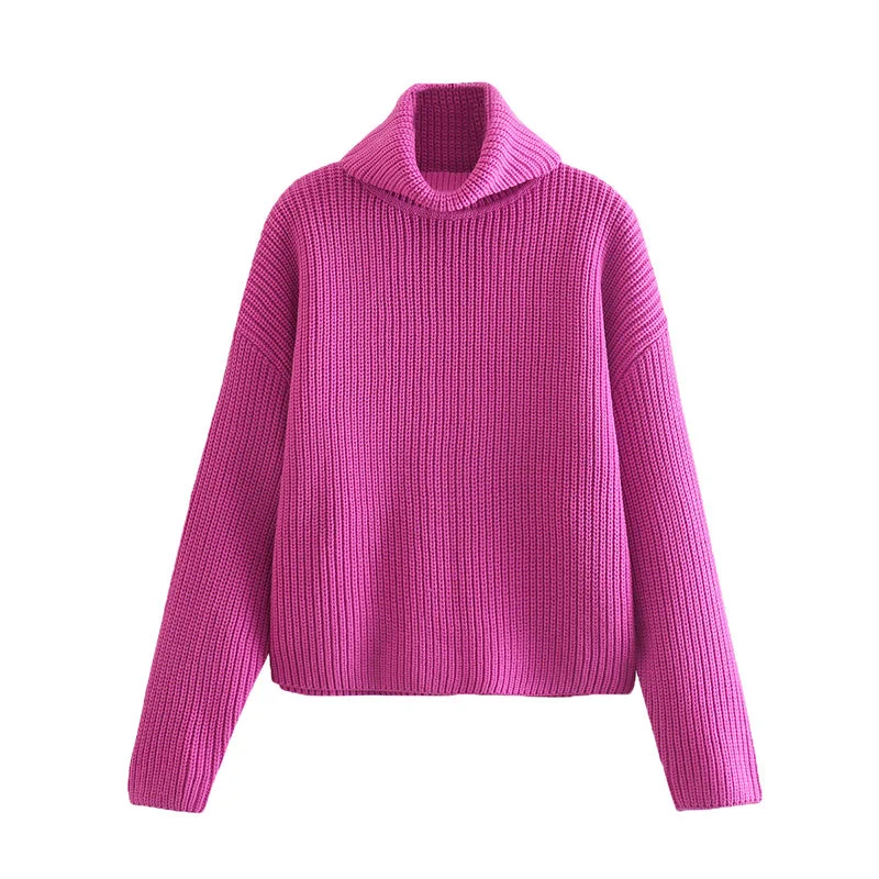 Versatile loose long sleeve stand neck sweater sweater sweater  7207