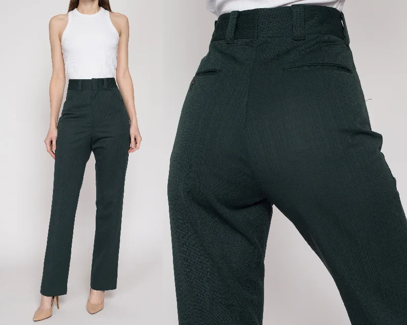 28.5"" Waist 70s Forest Green High Waisted Trousers Unisex