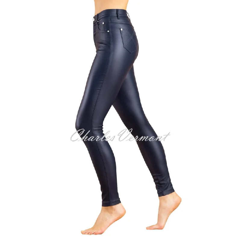 Marble Wax Coated Full Length Skinny Jean - Style 2405-103 (Navy)