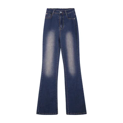 Marissa Washed Denim Blue Flare Hugh Waisted Jeans Pants